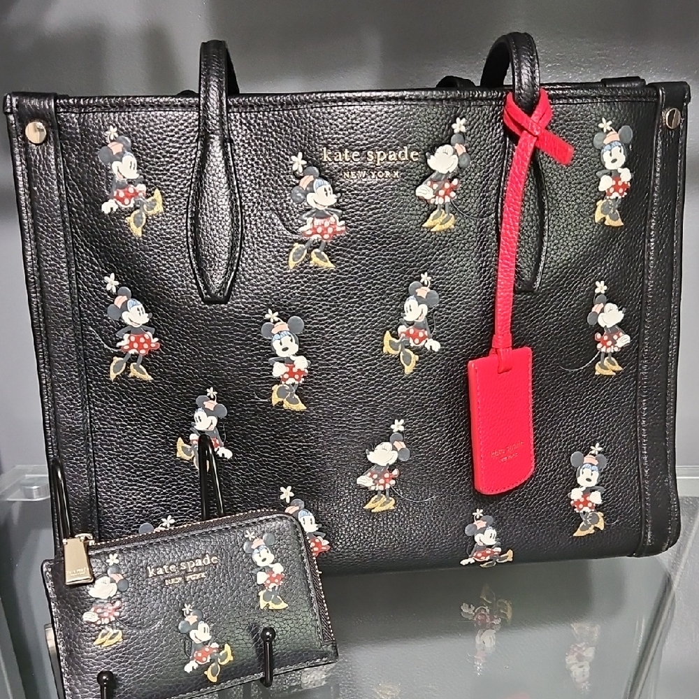 KATE SPADE EUC DISNEY X MINNIE MOUSE TOTE and Card Case Bundle. W/ Dust Bag